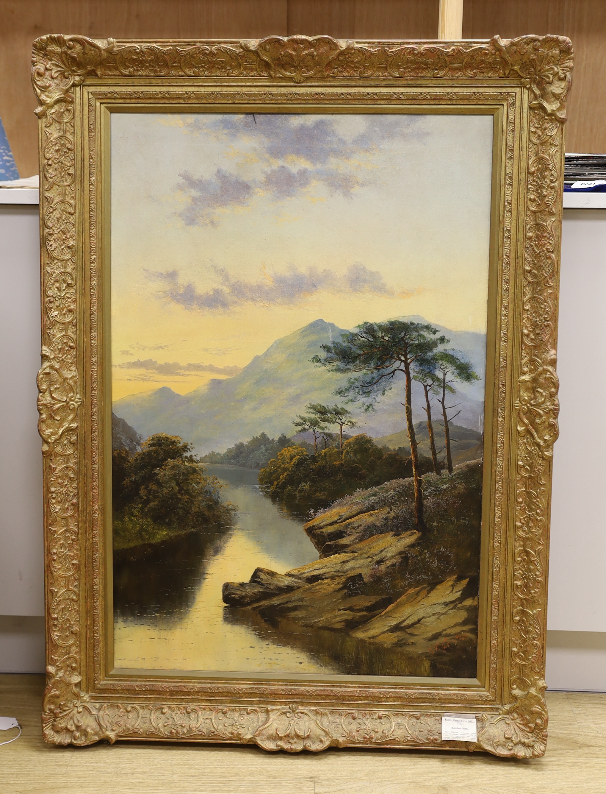 Francis Thomas Carter (1853-1907), oil on canvas, Lakeland scene, signed, details verso, 90 x 59cm, ornate gilt framed